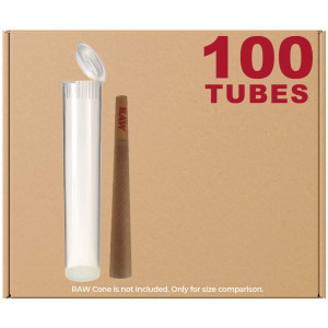 120MM Clear Doob Tubes | 100 Pack | Waterproof Airtight and Smell Proof Blunt Vial Container | Child Resistant with Squeeze Pop Tops | BPA-Free | Ideal for Storing King Size Pre Rolled Raw Cones