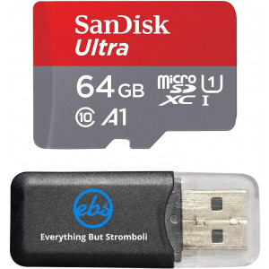 SanDisk 64GB Ultra Micro SDXC Memory Card Bundle Works with Samsung Galaxy A6, A6+, A8, A8 Star Phone UHS-I Class 10 (SDSQUAR-064G-GN6MN) Plus Everything But Stromboli (TM) Card Reader