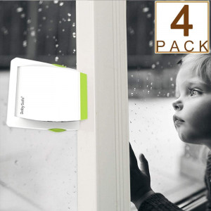 4 Pack Sliding Glass Door Locks for Child Safety, Baby Proof Closets, Sliding Window Locks, with Strong Adhesive Tape, No Screws or Drills, Easy Clean