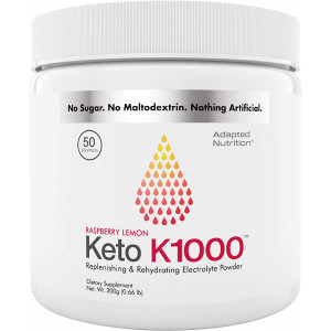 Keto K1000 Electrolyte Powder | Boost Energy and Beat Leg Cramps | No Maltodextrin or Sugar | Raspberry Lemon | 50 Servings