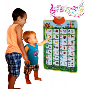 Just Smarty Alphabet Learning Toy for Boys and Girls 3 Years Old and Up. Educational Interactive Poster for Kids to Learn Letters, Numbers, Shapes, Colors, Spelling, with Games, Quizzes and Music
