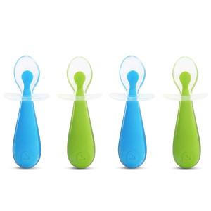 Munchkin 4 Piece Silicone Trainer Spoon, Blue/Green