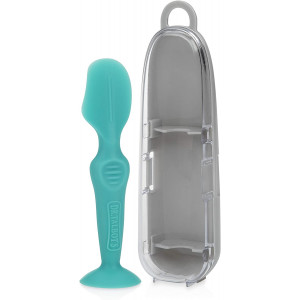 Dr. Talbot's Diaper Cream Soft Silicone Brush with Suction Base and Hygienic Case, Aqua, Blue, Mini Size