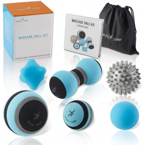 Massage Ball Kit for Myofascial Trigger Point Release and Deep Tissue Massage - Set of 6 - Large Foam/Small Foam/Lacrosse/Peanut/Spiky/Hand Exercise Ball  Carry Bag and Exercise Guide Include
