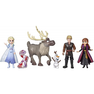 Disney Frozen Adventure Collection, 5 Small Dolls from Frozen 2, Anna, Elsa, Kristoff, Sven, Olaf, and Gale Accessory