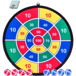 Kids Game Dart Board Set 8 Sticky Balls and 13.8 Inches (35cm) Dartboard - Safe Dart Game - Gift for Kids - Colorful Box Package