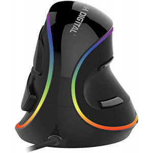 J-Tech Digital Vertical Ergonomic Mouse Wired with Chroma RGB color LED, 5 Adjustable DPI settings for Gaming (800/1200/1600/2400/4000), Scroll Endurance, Removable Palm Rest and Thumb Buttons [V628R]