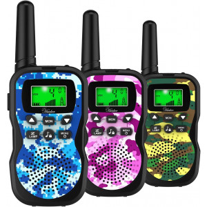 Huaker Kids Walkie Talkies,3 Pack 22 Channels 2 Way Radio Toy with Flashlight and LCD Screen,3 Miles Range Walkie Talkies for Kids Outside Adventures, Camping, Hiking