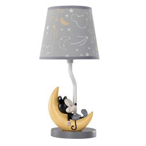 Lambs and Ivy Disney Baby Mickey Mouse Lamp with Shade and Bulb, Gray/Yellow