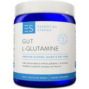 Essential Stacks Gut L-Glutamine Powder  Gluten, Dairy and Soy Free, Vegan, Non-GMO and Hypoallergenic with 3rd Party Verified Allergen Testing - Pure Unflavored L Glutamine for Optimal Gut Health
