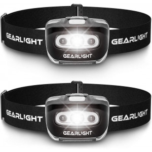 GearLight LED Headlamp Flashlight S500 [2 PACK] - Running, Camping, and Outdoor Headlamps - Best Head Lamp with Red Safety Light for Adults and Kids