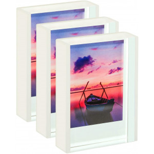 WINKINE Instax Mini Frames 2x3, 3 Pack Polaroid Frames Clear Cute Picture Frames for Tabletop and Desktop, Freestanding Sliding Photo Display for Fujifilm and Polaroid Film