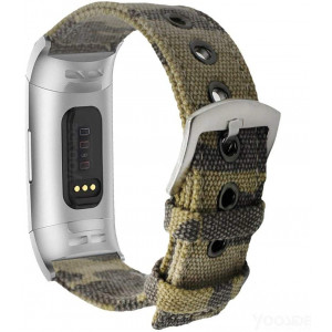 YOOSIDE Band for Fitbit Charge 3/Charge 4, Woven Canvas Camouflage Band Strap with Metal Stainless Steel Clasp Wristband for Fitbit Charge 4/Charge 3