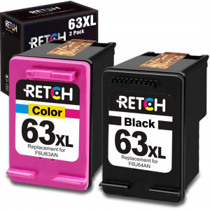 RETCH Re-Manufactured Ink Cartridge Replacement for HP 63XL 63 XL for Envy 4520 4516 Officejet 5255 5258 3830 4650 3831 3833 4655 DeskJet 1112 3630 3632 2130 2132 (1 Black 1 Tri-Color)