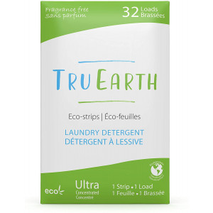 Tru Earth Eco-Strips Laundry Detergent (Fragrance-Free, 32 Loads) - Eco-friendly Hypoallergenic and Biodegradable Plastic-Free Laundry Detergent Sheets