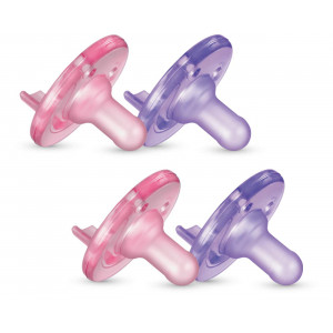 Philips AVENT Soothie Pacifier, 0-3 Months, Pink/Purple, 4 Pack, SCF190/42