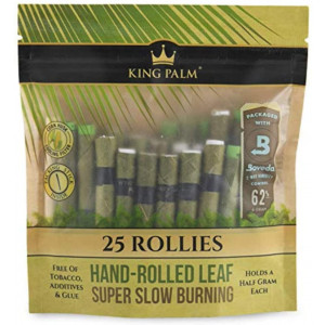 King Palm ROLLIE Size Natural Pre Wrap Palm Leafs (1 PACKS OF 25, 25 ROLLS TOTAL)- Pre Rolled Cones - All Natural Cones - Corn Husk Filter - Preroll Cones - Prerolled cones with Filter - Organic Cones