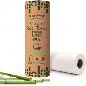 Bamboo Reusable Paper Towels Washable Roll (20 Sheets) Zero Waste Unpaper Towel Eco Friendly Products Sustainable Gifts - Kitchen Cleaning Rolls Alternative - Paper Towels Bulk Recycled Napkins Cloth
