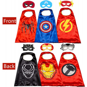 NuGeriAZ Superhero Capes for Kids-Superhero Costumes for Boys Avengers Capes for Kids Dress up 4-10 Year Old Boy Gifts