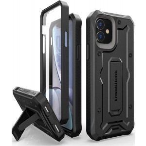 ArmadilloTek Vanguard Designed for iPhone 11 Case (6.1 inches) Military Grade  Full-Body Rugged with Kickstand and Built-in Screen Protector - Black