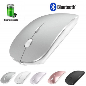 Rechargeable Wireless Mouse for MacBook pro Bluetooth Mouse for MacBook pro Air Laptop MacBook Mac Windows (Silver)
