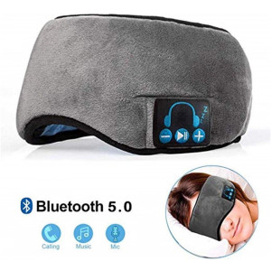 Wireless Headphones Sleeping Eye Mask Bluetooth 5.0, Adjustable Music Sleep Eye Shades with Built-in Speakers Microphone Handsfree Washable Perfect for Air Travel and Sleeping (Gray)