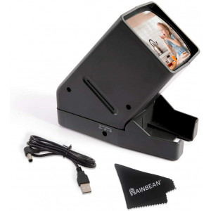 USB Powered 35mm Negative Slide Film Viewer, Old Slides Scanner Portable LED Lighted Negative Viewing  3X Magnification, Handheld Projector Suit for 2  2 Slides
