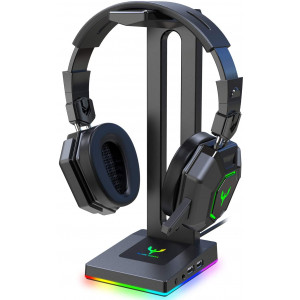 Blade Hawks RGB Gaming Headphone Stand with 3.5mm AUX and 2 USB Ports, Durable Headset Stand Holder for Bose, Beats, Sony, Sennheiser, Jabra, JBL, AKG, Fancy Gaming Accessories - HS18