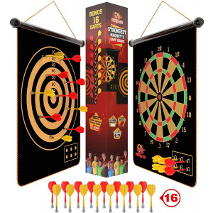 Fungenix, Magnetic Dart Board For Kids, Indoor Outdoor Darts Game, 12pcs Magnetic Darts, Double Sided Board Games Set, Best Toys Gifts For Teenage Age 5 6 7 8 9 10 11 12 13 14 15 16 Years Old Boys