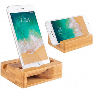 Encozy Cell Phone Stand with Sound Amplifier,Natural Bamboo Wooden Desktop Mobile Phone Holder (Sound Stand)
