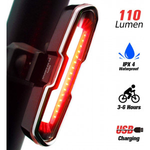 DON PEREGRINO B1-110 Lumens High Brightness Bike Rear Light Red, Powerful LED Bicycle Tail Light Rechargeable with 7 Steady/Flash Modes