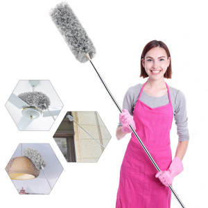 Microfiber Duster for Cleaning with Telescoping Extension Pole(Stainless Steel) 30 to 100" Extendable Long Duster for Cleaning High Ceiling Fan,Blinds, Baseboards,cars