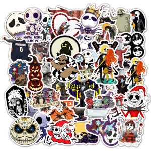 Halloween Theme Stickers Laptop Stickers The Nightmare Before Christmas and Tim Burton's Sticker Waterproof Bike Skateboard Luggage Decal Graffiti Patches Decal 50 PCS (The Nightmare Before Christmas