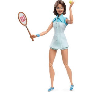 Barbie Inspiring Women Series Billie Jean King Collectible Doll, Approx. 12-in, Wearing Tennis Dress and Accessories, with Doll Stand and Certificate of Authenticity