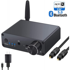 LiNKFOR 192kHz Digital to Analog Converter Bluetooth 5.0 Receiver DAC with Headphone Amplifier Support aptX and Low Latency Bluetooth 5.0 Digital SPDIF Toslink to Analog L/R 3.5mm Jack Audio Adapter