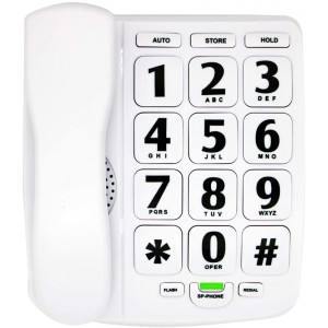 HePesTer P-02 Amplified Large Button Corded Phone for Senior (White)
