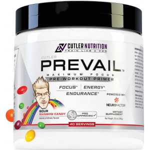 Prevail Pre Workout Powder with Nootropics: Best Pre Workout for Men and Women, Cutting Edge Energy and Focus Supplement with L Citrulline, Alpha GPC, L Tyrosine | Sour Rainbow Candy, 40 Scoops