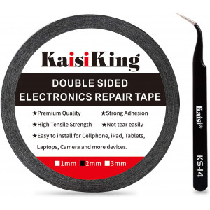 Kaisiking 2mm LCD Repair Tape Phone Repair Tape LCD Touch Screen Repair Tape Phone Screen Adhesive Tape with 1 Tweezers for Cell Phone, iPad, Tablets, Laptops, Camera