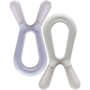 ZoLi Bunny Dual nub teether | 2 Pack Baby Teething Relief - Lilac/Grey, BPA Free Teething Toy - Baby Shower Gift