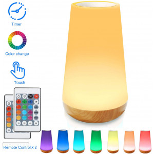 TAIPOW Night Light, Bedside Table Lamp for Baby Kids Room Bedroom, Dimmable Eye Caring LED Lamp with Color Changing Touch Senor Remote Control Auto-Off Timer USB Rechargeable