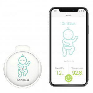 Sense-U Baby Monitor with Breathing Rollover Movement Temperature Sensors: Track Your Baby's Breathing, Rollover, Temperature (Green)