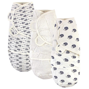 Touched by Nature Unisex Baby Organic Cotton Swaddle Wraps, Hedgehog, 0-3 Months