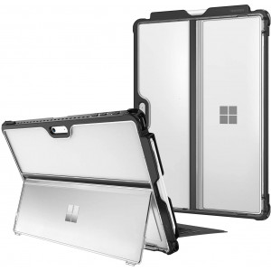 Fintie Hard Case for Microsoft Surface Pro 7/ Pro 6/ Pro 5/ Pro LTE, Shockproof Folio Protective Rugged Cover Compatible with Type Cover Keyboard + Original Kickstand (Frost Clear)