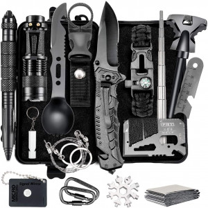 Naubr Camping Gear 15 in 1 Survival Gear kit,Tactical Survival Tool for Cars, Camping, Hiking, Hunting, Adventure Accessories