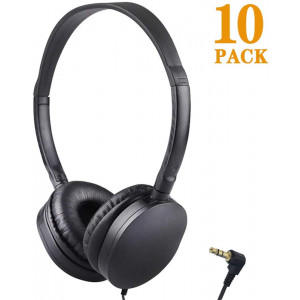 Bulk Headphones Wholesale Earbuds Earphones 10 Pack for Kids School Classroom Students Children and Adult (10 Black)