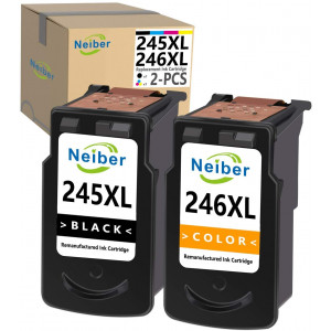 Neiber 2-Pack 245XL 246XL Remanufactured Ink Cartridge Replacement for Canon PG-245 CL-246 XL Work with Pixma MG2520 TR4520 TS302 TS3120 TS202 MX492 MG2525 MG2920 MG2922 MX490 Printer (Black Color)