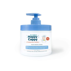 Dr. Eddie's Happy Cappy Moisturizing Cream For Children, Soothes Dry, Itchy, Irritated, Eczema Prone Skin, Dermatologist Tested, No Fragrance, No Dye, Non-Greasy, 12 oz Jar With Pump