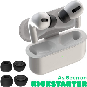 CharJenPro AirFoams Pro: Premium Memory Foam Ear Tips for AirPods Pro. Stays in Your Ears. No Silicone Ear tip Pain. The Original from Kickstarter. (2 Size: Small/Medium and Medium/Large, Black)
