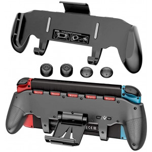 OIVO Switch Pro Grip with Upgraded Adjustable Stand for Nintendo Switch, Asymmetrical Grip with Upgraded Adjustable Stand/Cartridge Holders and 5 Game Slots- 4 Thump Caps Included