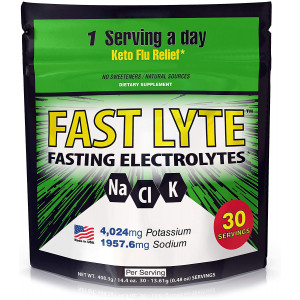 FAST LYTE Fasting Electrolytes for Fasting, Keto, and Intermittent Fasting Diets K4000 mg Potassium 2K Sodium per Serving - Fast and Keto Diet Friendly - 30 Servings - 12x More Electrolytes Supplement